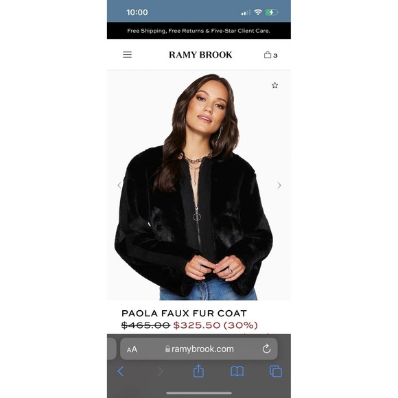 NWT Ramy Brook Paola Black Faux Fur L Retails $465 - Picture 1 of 5